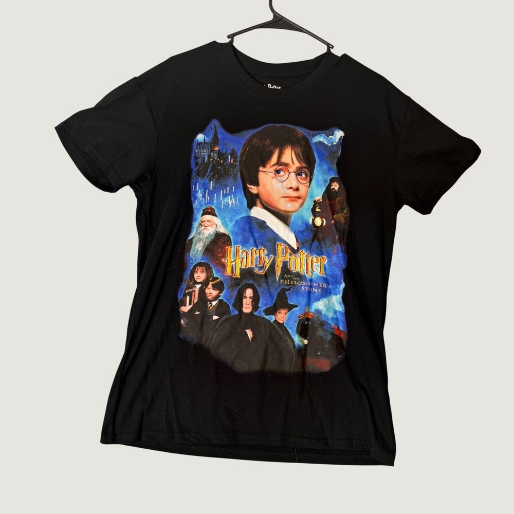 Harry Potter T Shirt Mens Medium Philosopher's Stone Movie Graphic Black Tee M